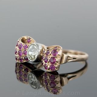 Retro Diamond and Ruby Ring