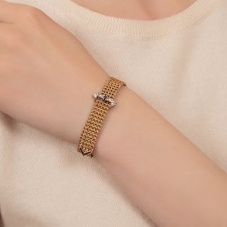 Retro Diamond and Sapphire Buckle Bracelet
