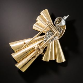 Retro Diamond Bird Brooch 