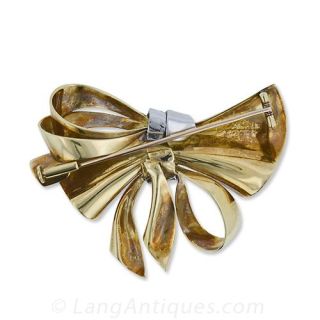 Retro Diamond Bow Pin