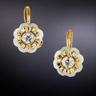 Retro Diamond Double-Buttercup Earrings - 2