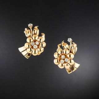 Retro Diamond Flower Earrings - 2