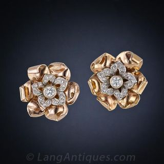 Retro Diamond Flower Earrings