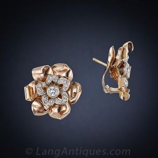 Retro Diamond Flower Earrings