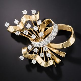 Retro Diamond Ribbon Spray Brooch - 7