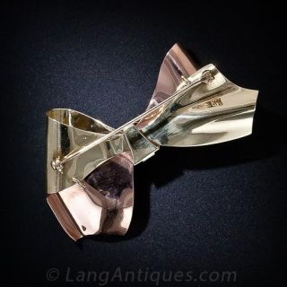 Retro Diamond Two-Tone Bow Brooch