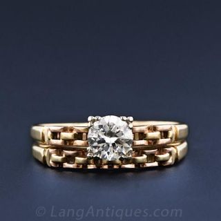 Retro Diamond Gold Wedding Set