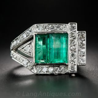 Retro Emerald and Diamond Ring