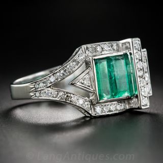 Retro Emerald and Diamond Ring
