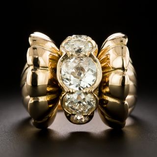 Retro Five-Diamond Fan Ring - 2