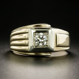 Retro Gent's Two-Tone Gold .38 Carat Diamond Ring - 2