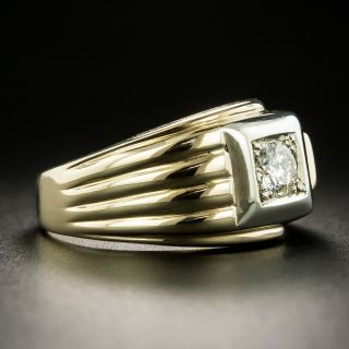 Retro Gent's Two-Tone Gold .38 Carat Diamond Ring