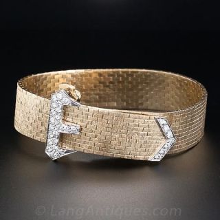 Retro Gold and Diamond Buckle Watch