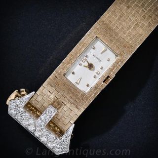 Retro Gold and Diamond Buckle Watch