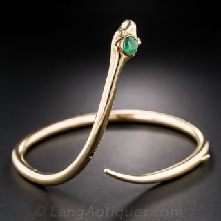 Retro Gold and Emerald Snake Bracelet