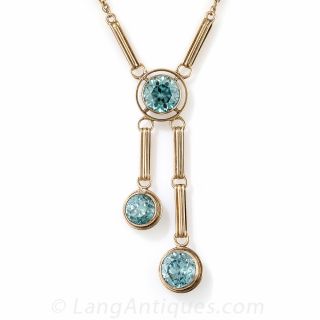 Retro Gold and Zircon Necklace and Earring Set