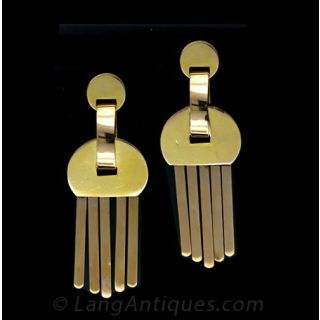 Retro Gold Fringe Earrings Main View