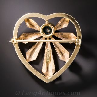 Retro Heart Pin with Blue Zircon
