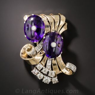 Retro/Mid-Century Amethyst Brooch and Earrings