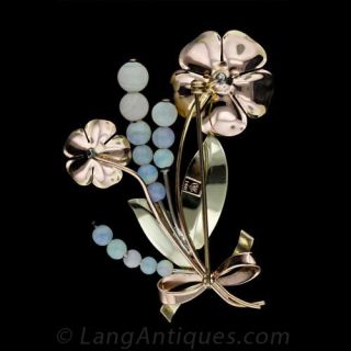 Retro Opal Flower Pin