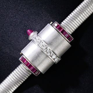 Retro Platinum, Ruby and Diamond Cover Watch - 6