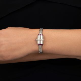 Retro Platinum, Ruby and Diamond Cover Watch