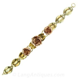Retro Rose Bracelet, Earrings & Brooch Set
