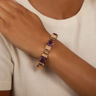 Retro Rose Gold Amethyst Bracelet