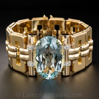 Retro Rose Gold and Aquamarine Bracelet