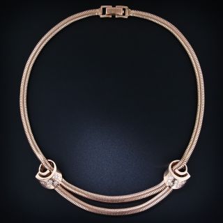 Retro Rose Gold and Diamond Necklace - 6