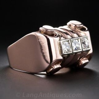 Retro Rose Gold and Diamond Ring