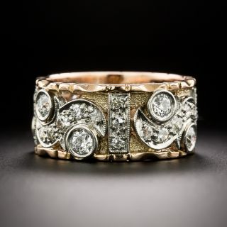 Retro Rose Gold and Platinum Diamond Band, Size 7 - 4