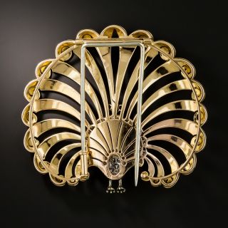 Retro Rose Gold Diamond Peacock Brooch