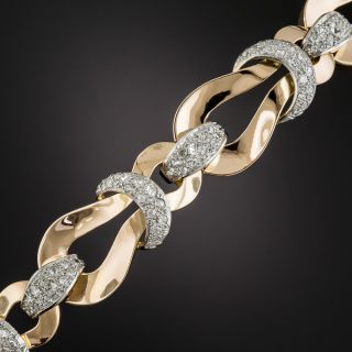Retro Rose Gold Platinum Diamond Bracelet  - 1