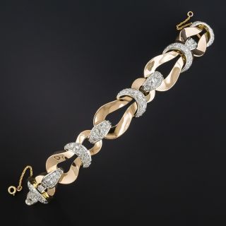 Retro Rose Gold Platinum Diamond Bracelet 