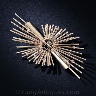 Retro Ruby and Diamond Brooch