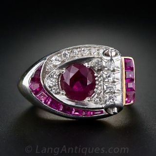 Retro Ruby and Diamond Ring - 1