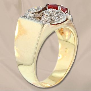 Retro Ruby and Diamond Ring