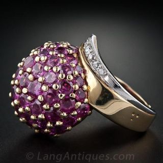 Retro Ruby and Diamond Ring