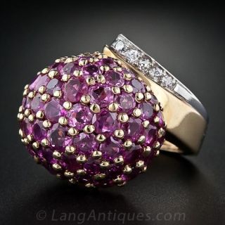 Retro Ruby and Diamond Ring