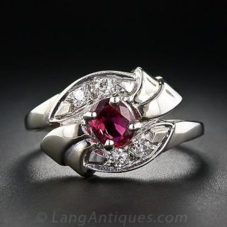 Retro Ruby and Diamond Ring