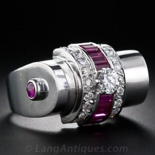 Retro Ruby and Diamond Ring