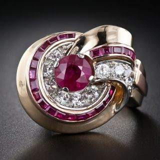 Retro Ruby and Diamond Ring - 8