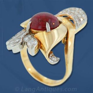 Retro Ruby and Diamond Ring