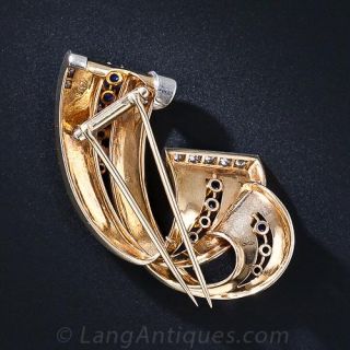 Retro Sapphire and Diamond Brooch