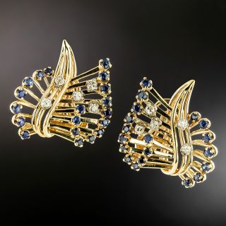 Retro Sapphire and Diamond  Earrings  - 2