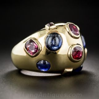 Retro Sapphire and Ruby Ring