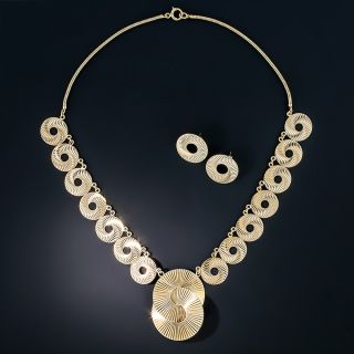 Retro Spiral Necklace and Earring Suite - 2