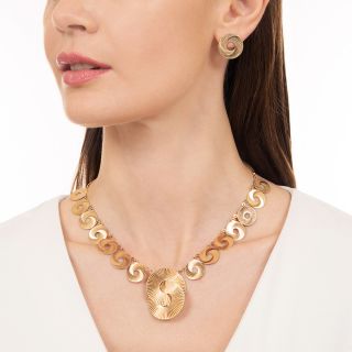 Retro Spiral Necklace and Earring Suite