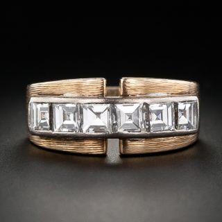 Retro Square Diamond Band Ring - 1